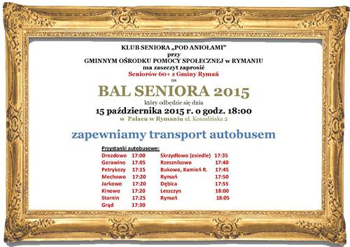 Bal Seniora 15.10.2015 plakat rozklad jazdy 500
