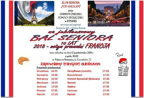 Bal Seniora 2018 plakat rozklad jazdy 500