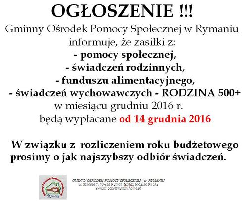 Gloszenie wypłacenie zasiłkow 2016 500